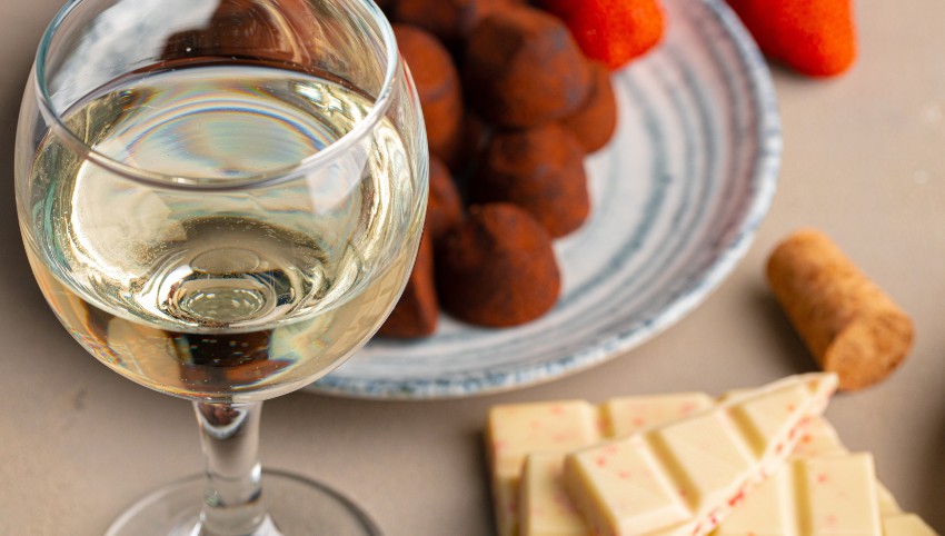 Wein und Schokolade (weiße Schokolade)